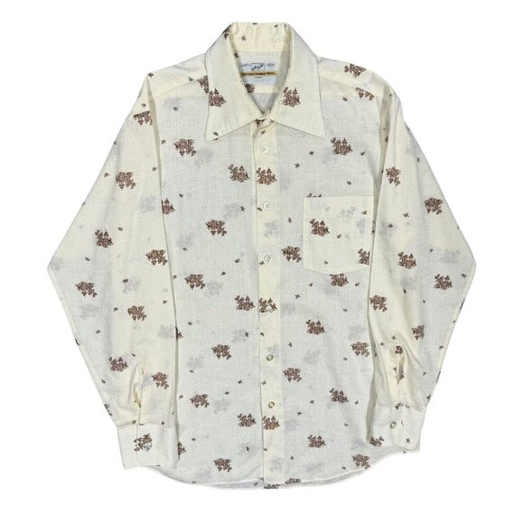 Vintage 1970s Forsyth Traditional Japanese Print Dress Shirt 15 1/2 - Picture 1 of 7